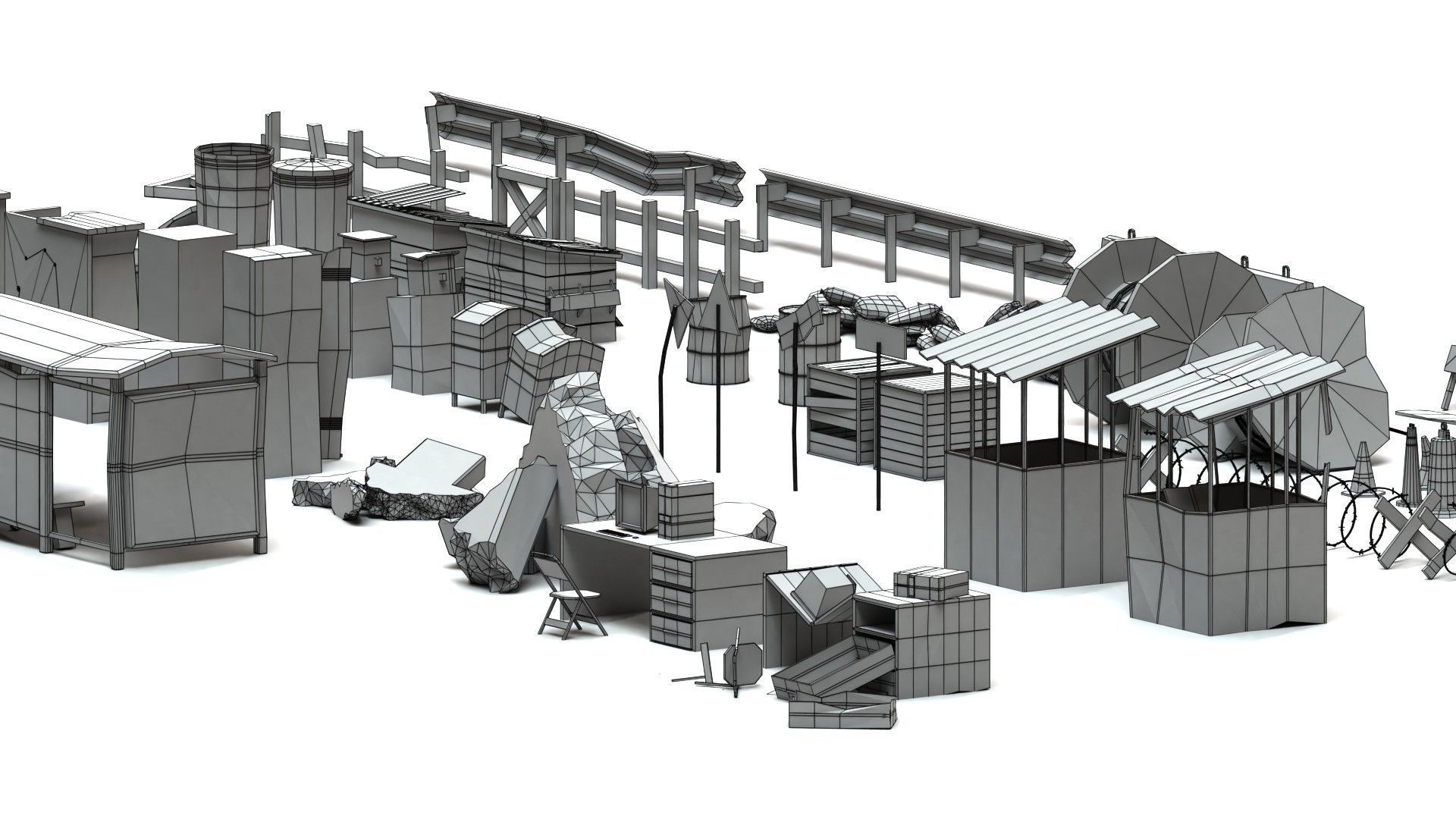 Post Apocalyptic Props Pack Low-poly 3D model_15