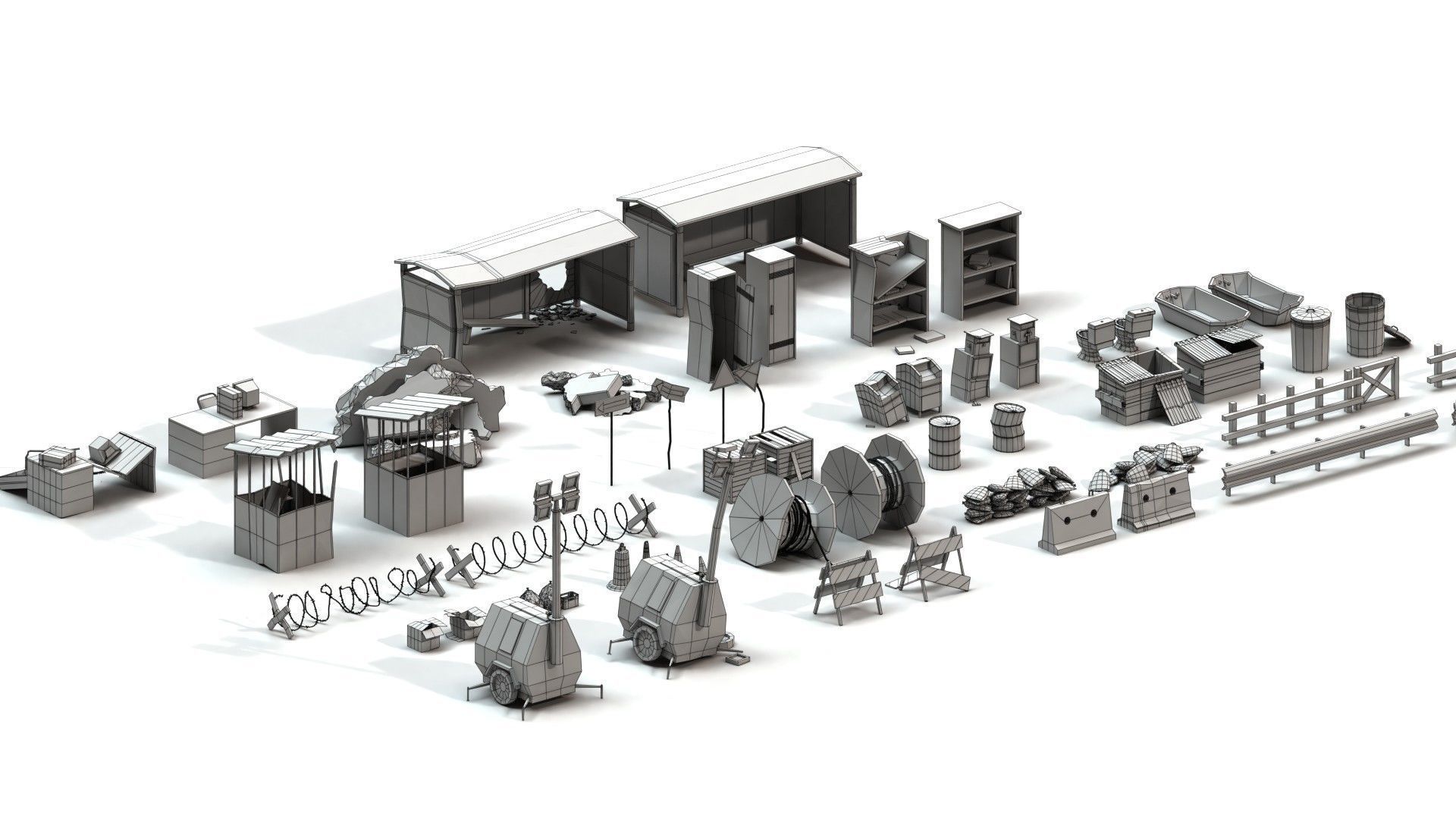 Post Apocalyptic Props Pack Low-poly 3D model_12