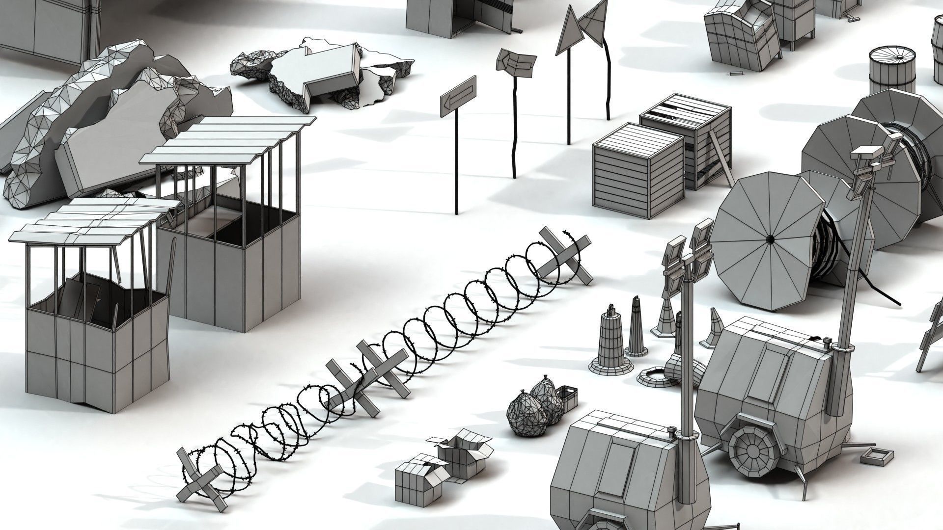 Post Apocalyptic Props Pack Low-poly 3D model_16