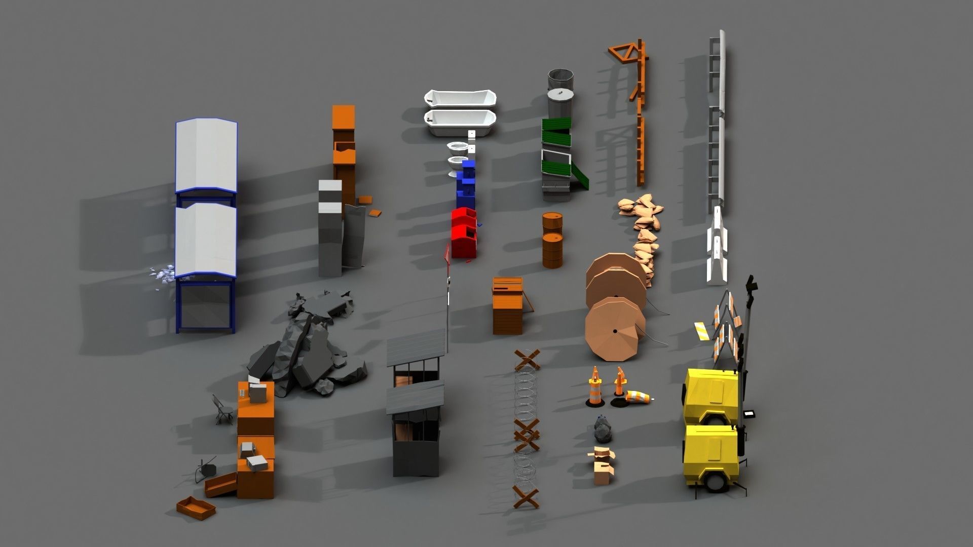 Post Apocalyptic Props Pack Low-poly 3D model_4