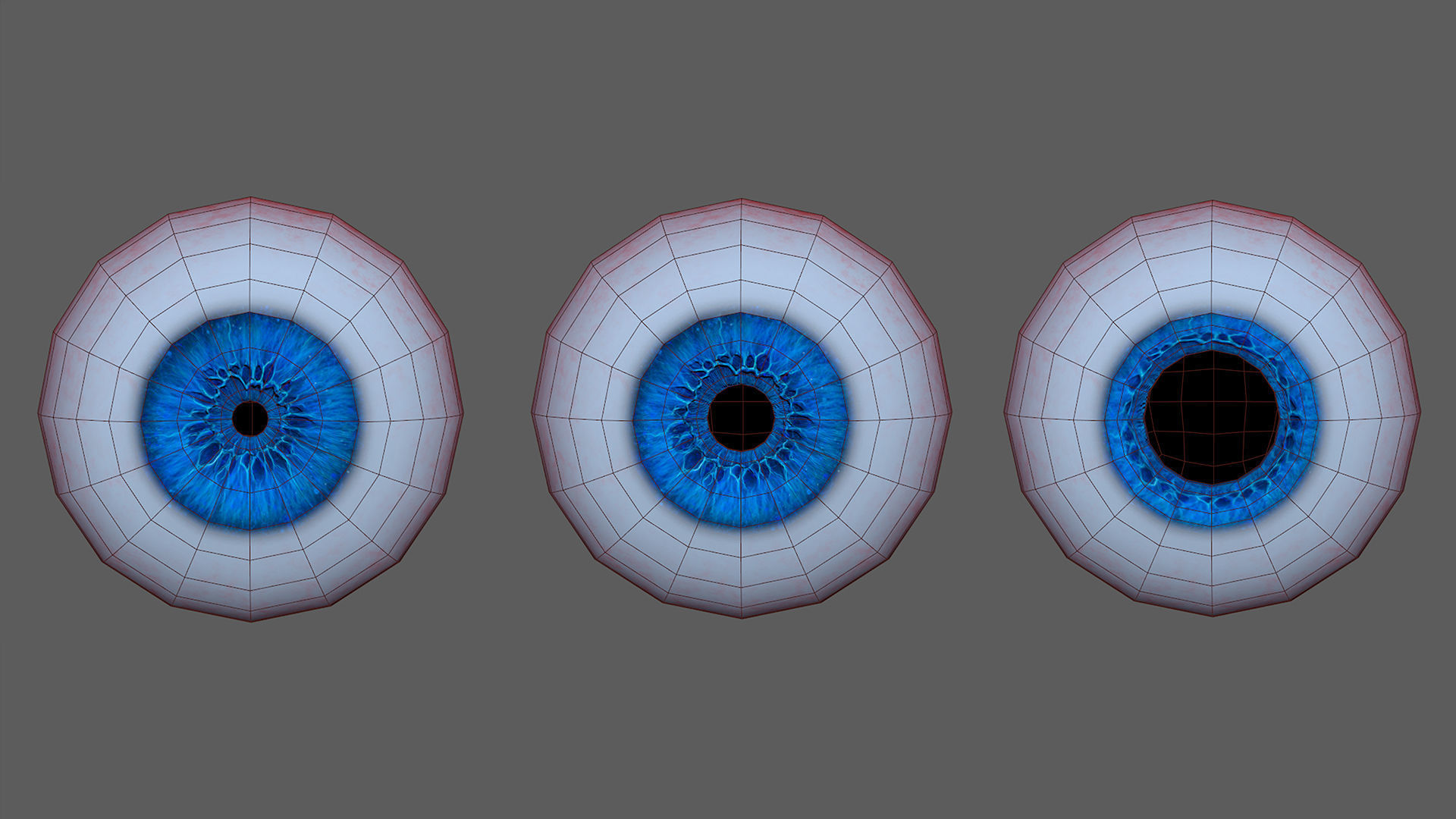 Rigged Eye 6 colors Low-poly 3D model_8