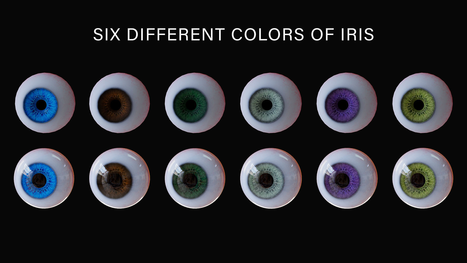 Rigged Eye 6 colors Low-poly 3D model_3