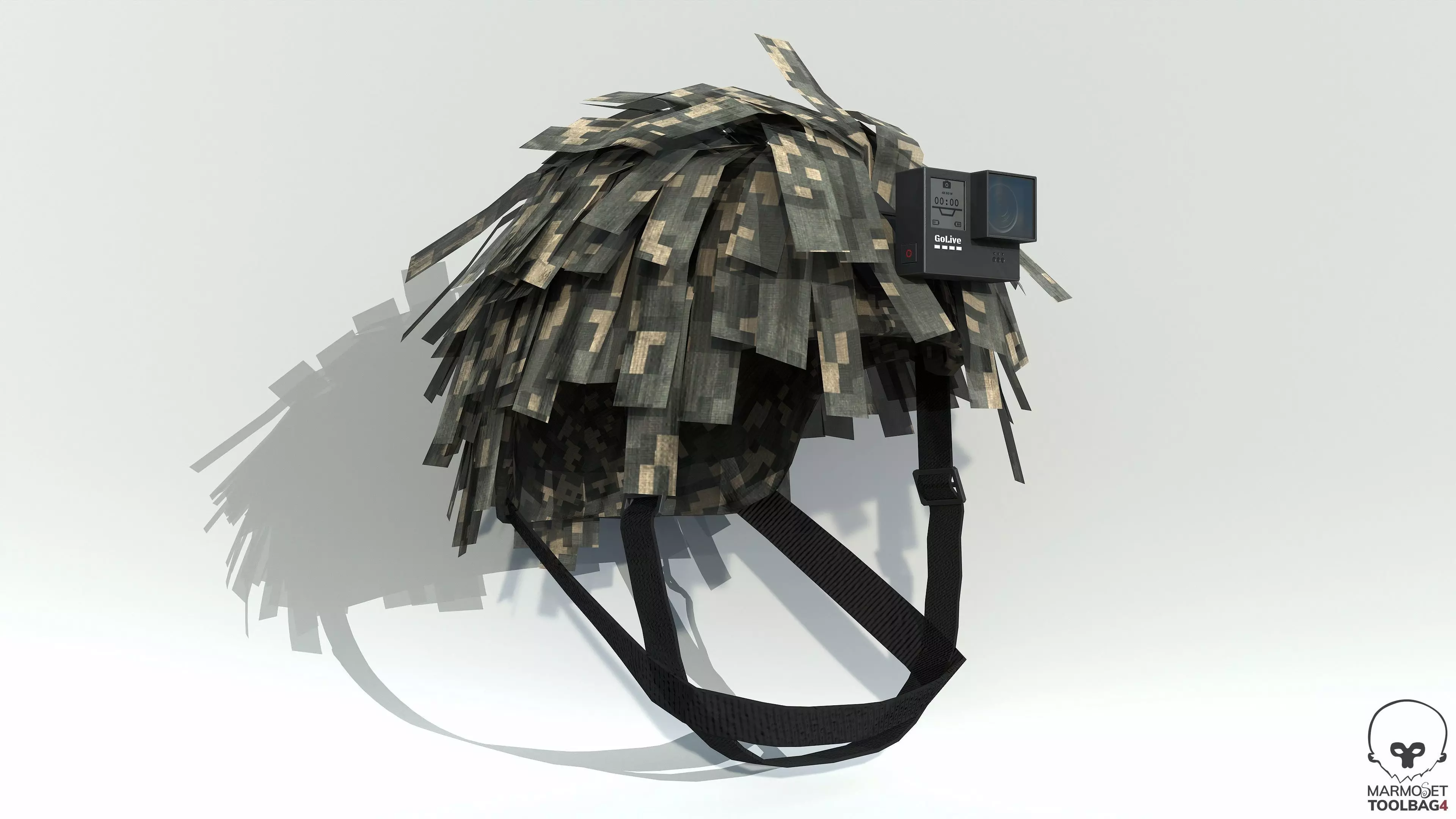 Tactical Helmet Cover Netting PBR Low-poly 3D model_0