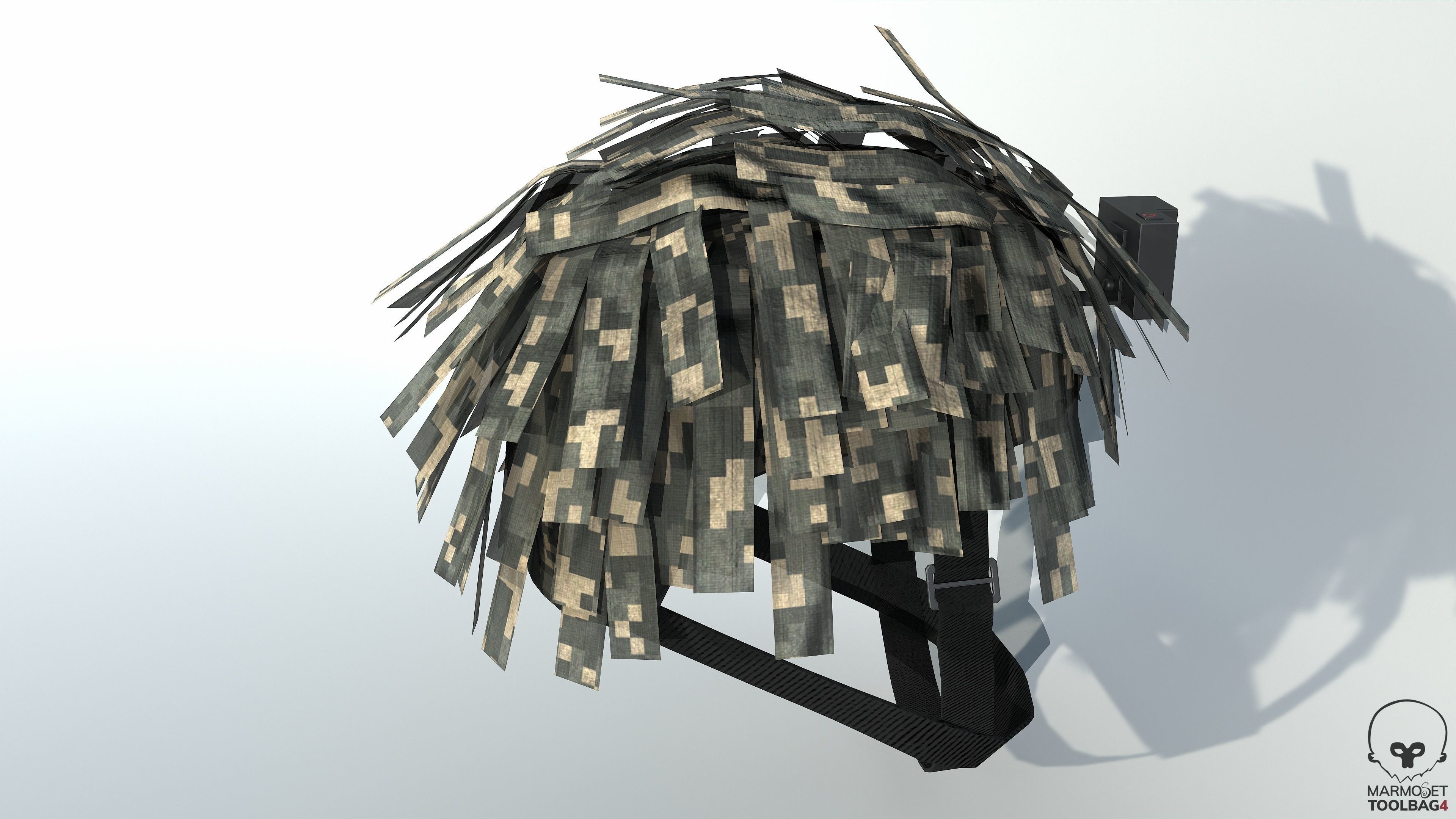 Tactical Helmet Cover Netting PBR Low-poly 3D model_3