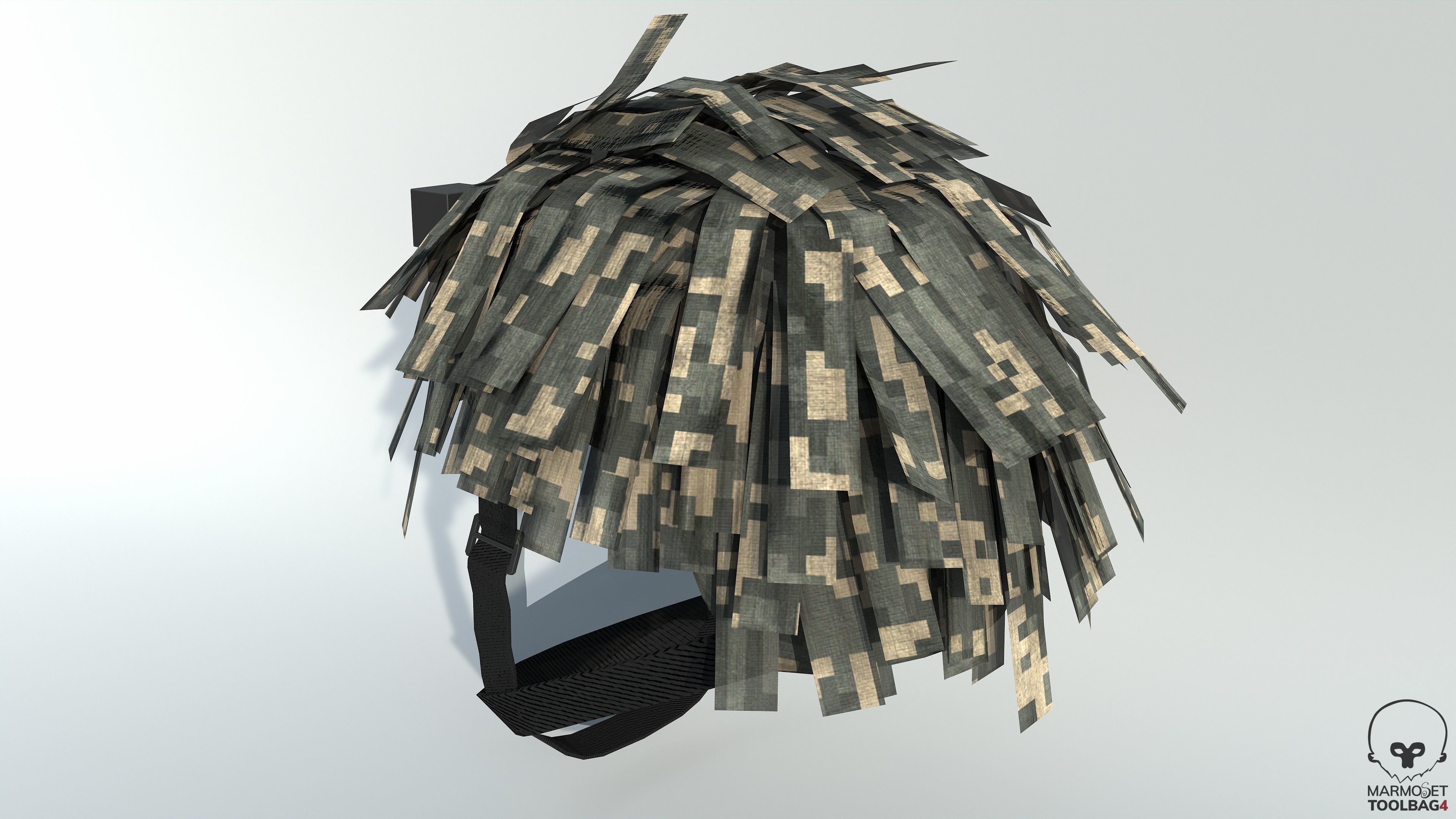 Tactical Helmet Cover Netting PBR Low-poly 3D model_4