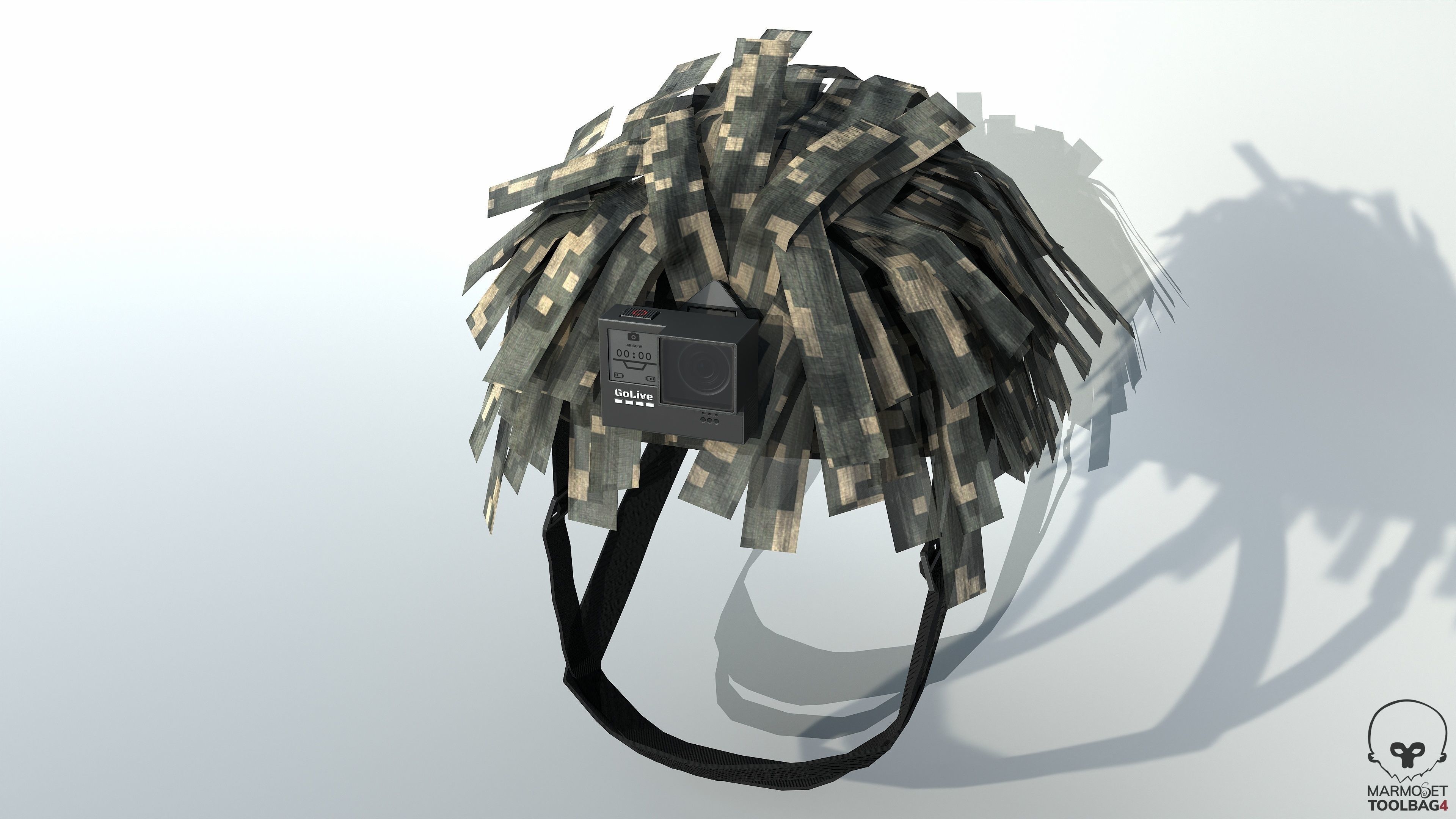 Tactical Helmet Cover Netting PBR Low-poly 3D model_1