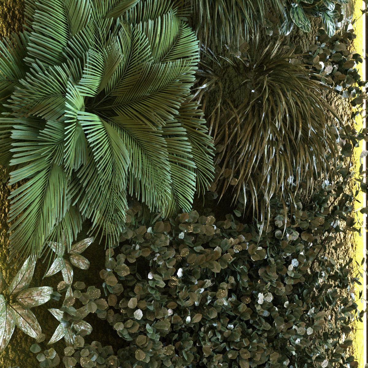 green wall set 042 Low-poly 3D model_3