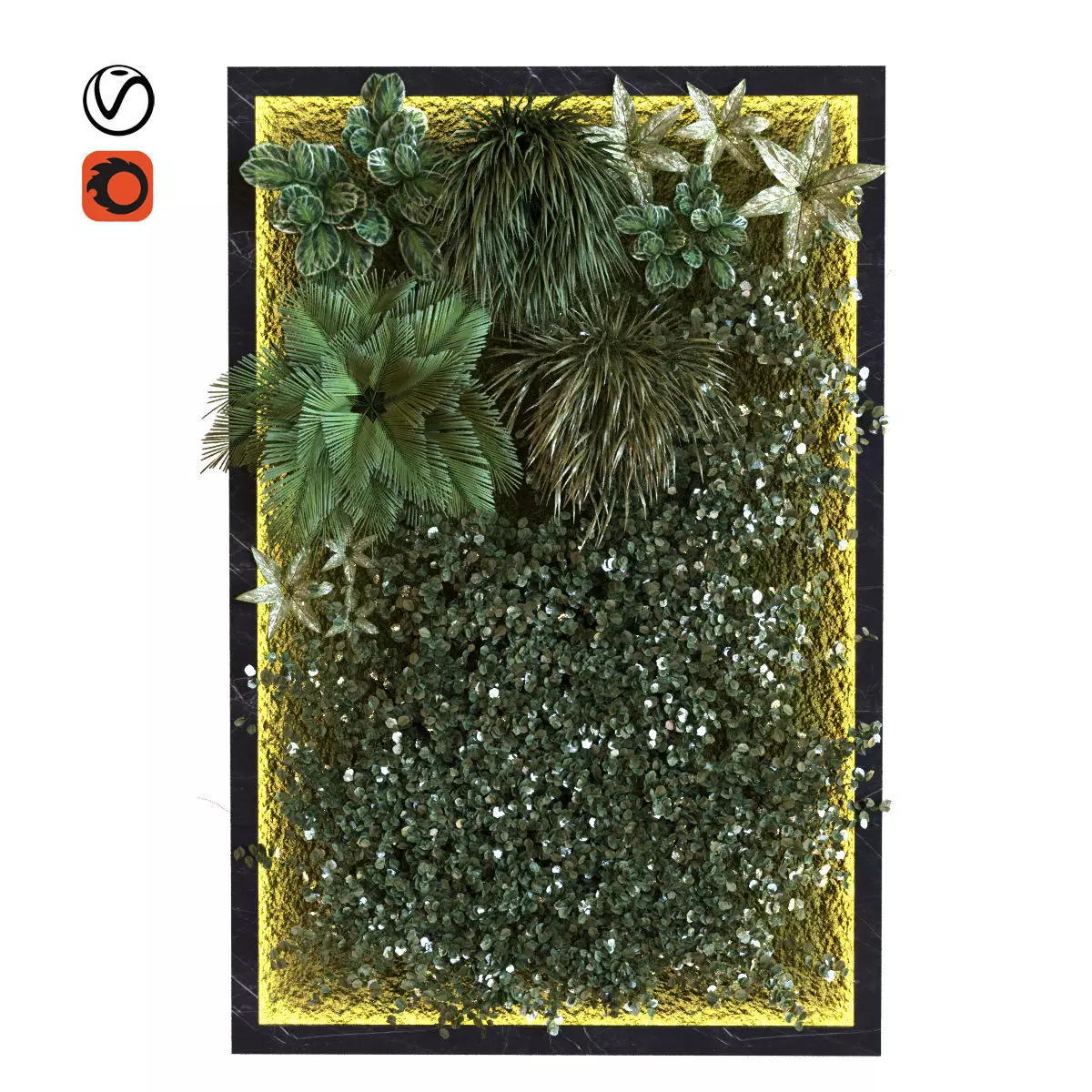 green wall set 042 Low-poly 3D model_0