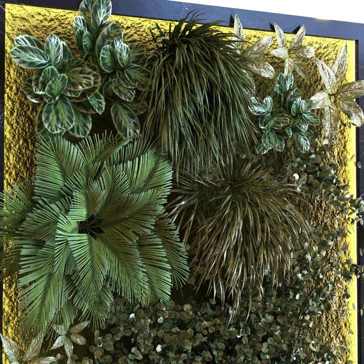 green wall set 042 Low-poly 3D model_2