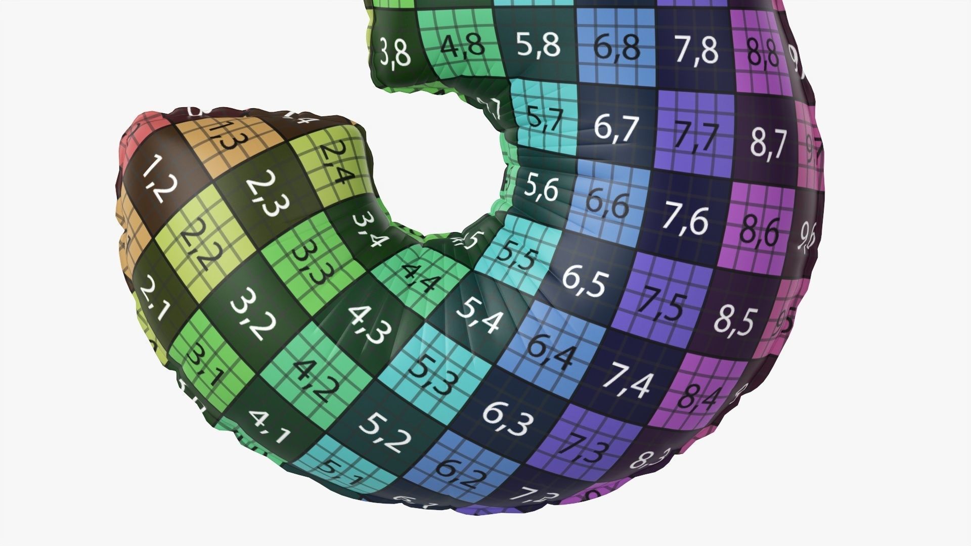 Foil balloon number three 3 3D model_15