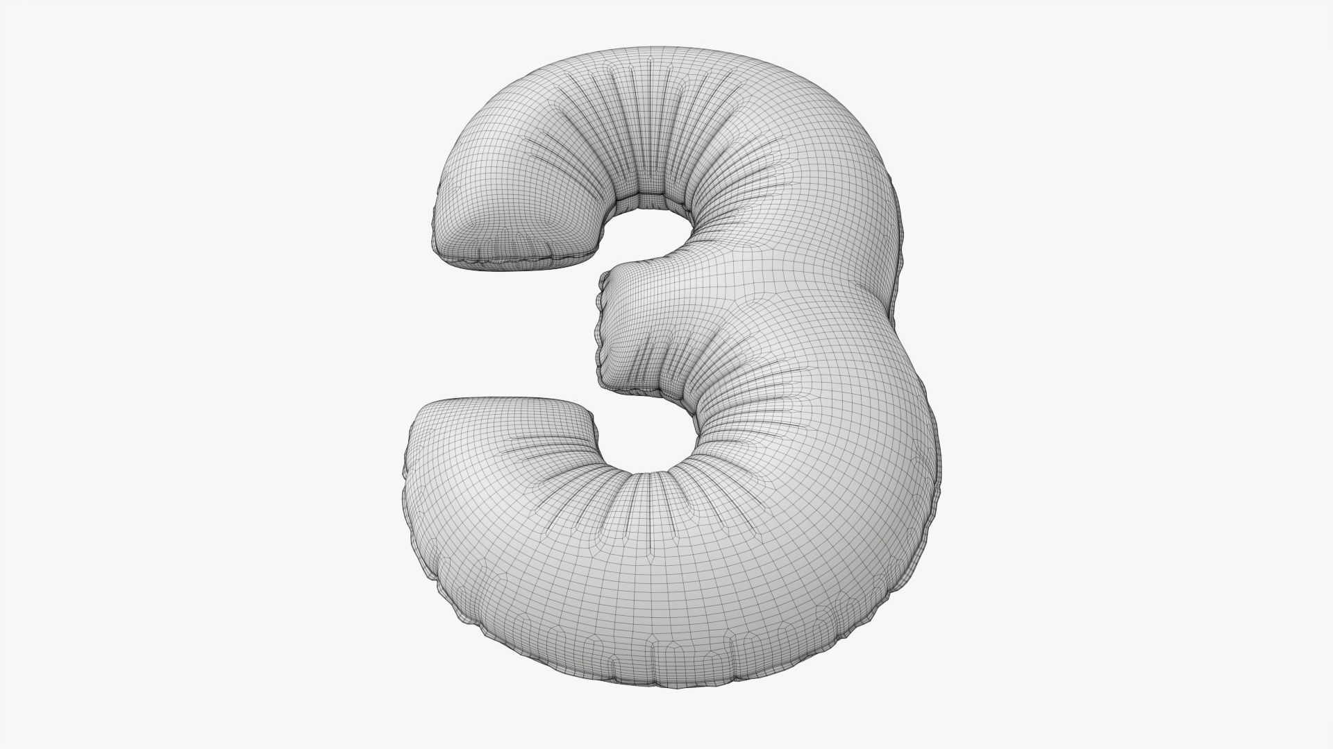 Foil balloon number three 3 3D model_8
