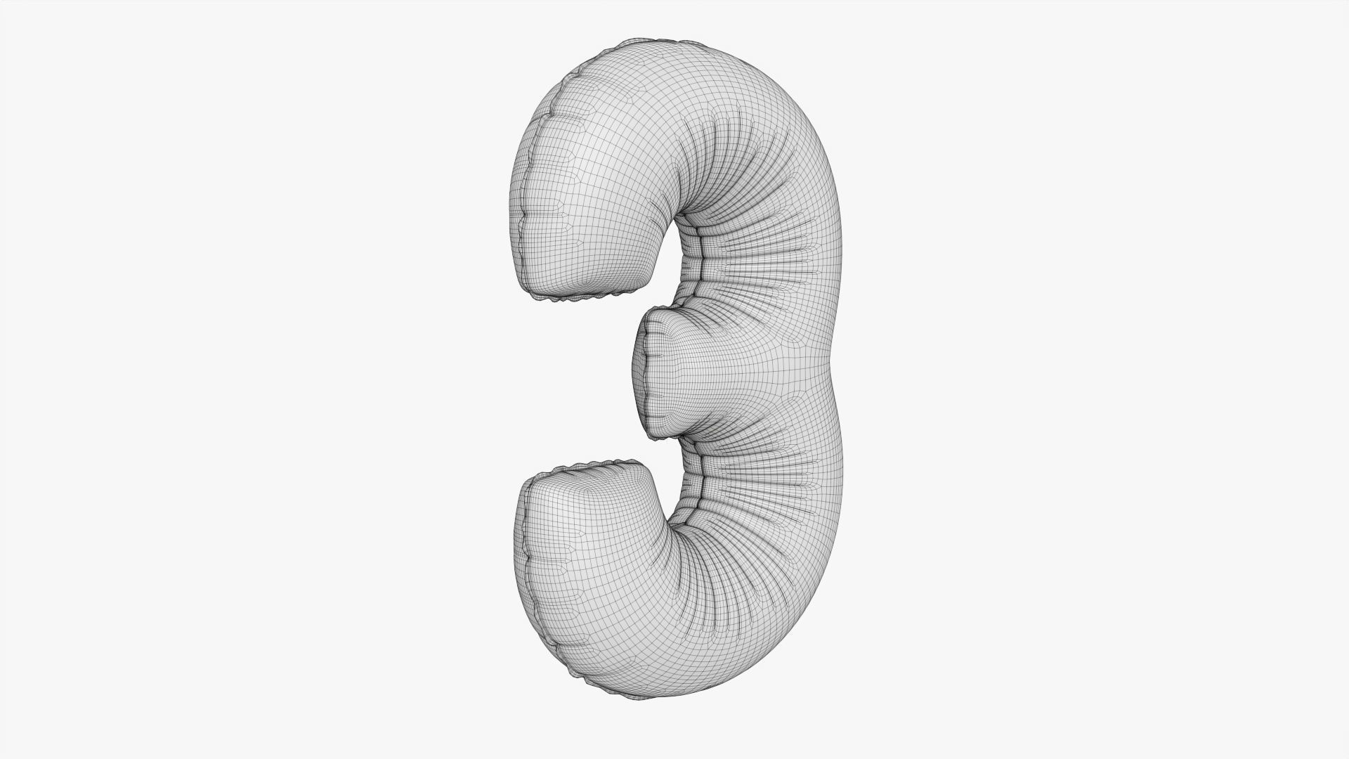 Foil balloon number three 3 3D model_7