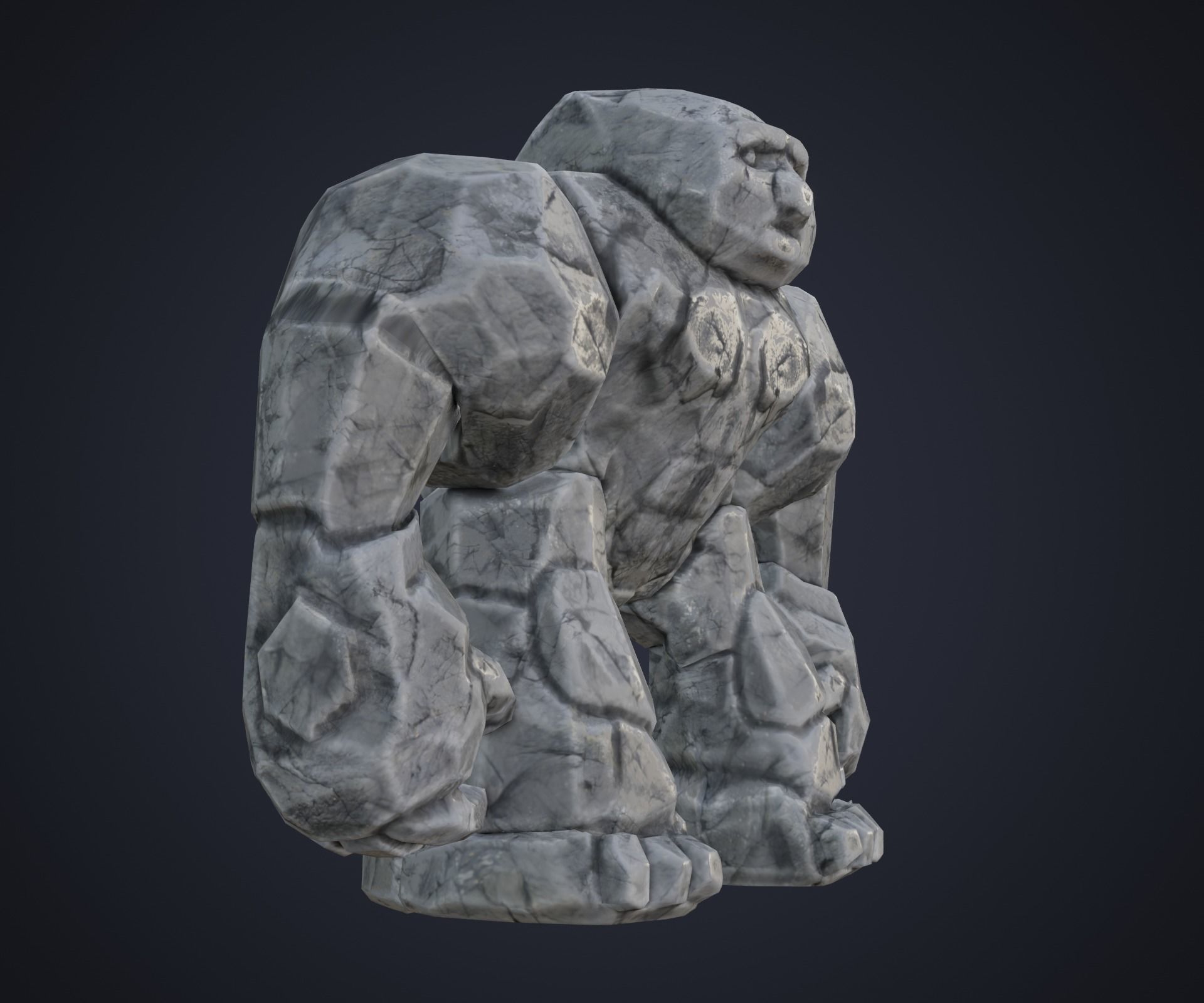 Character Creature Monster Stone Golem Rigged Animated Stylized Low-poly 3D model_11