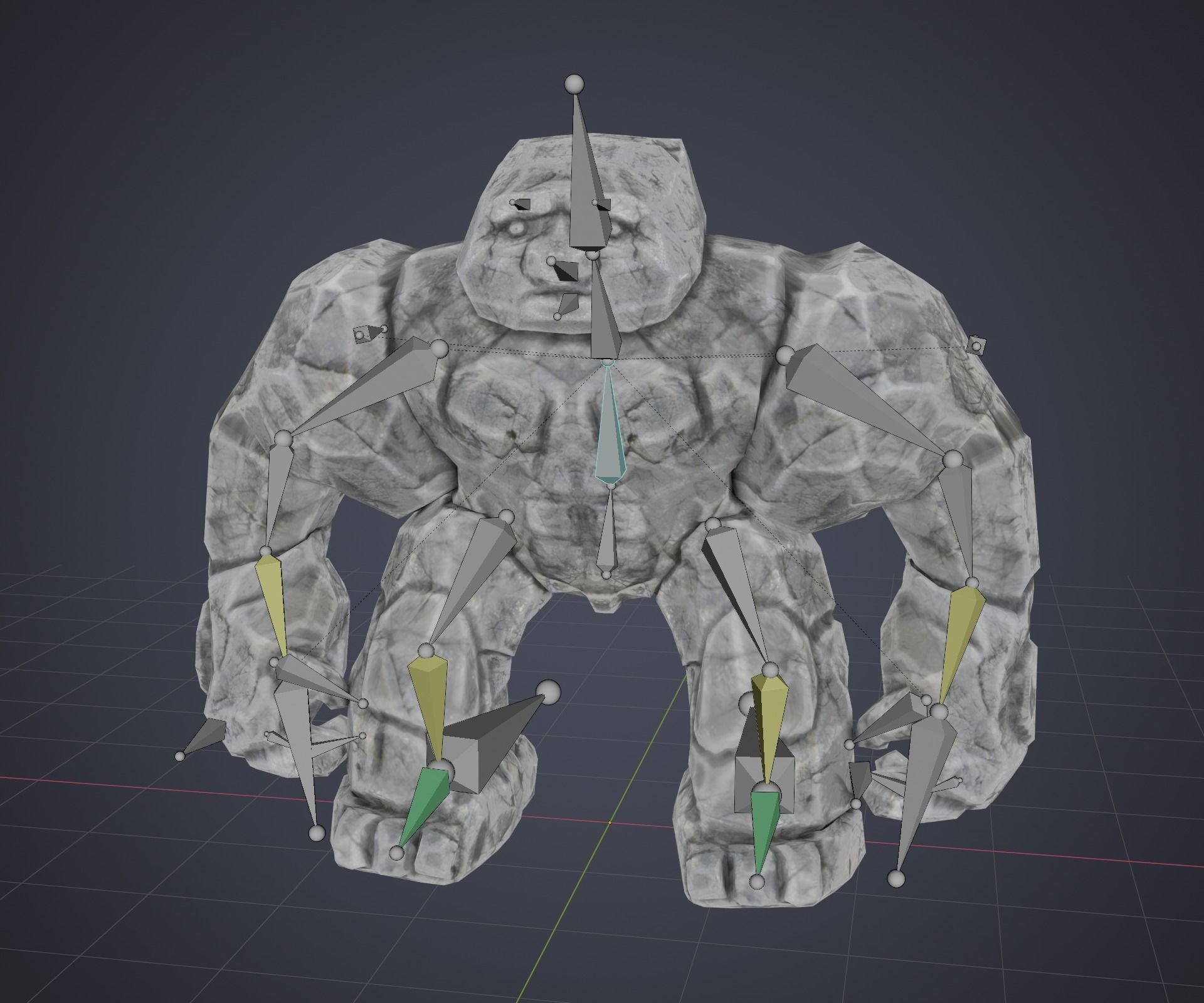 Character Creature Monster Stone Golem Rigged Animated Stylized Low-poly 3D model_3