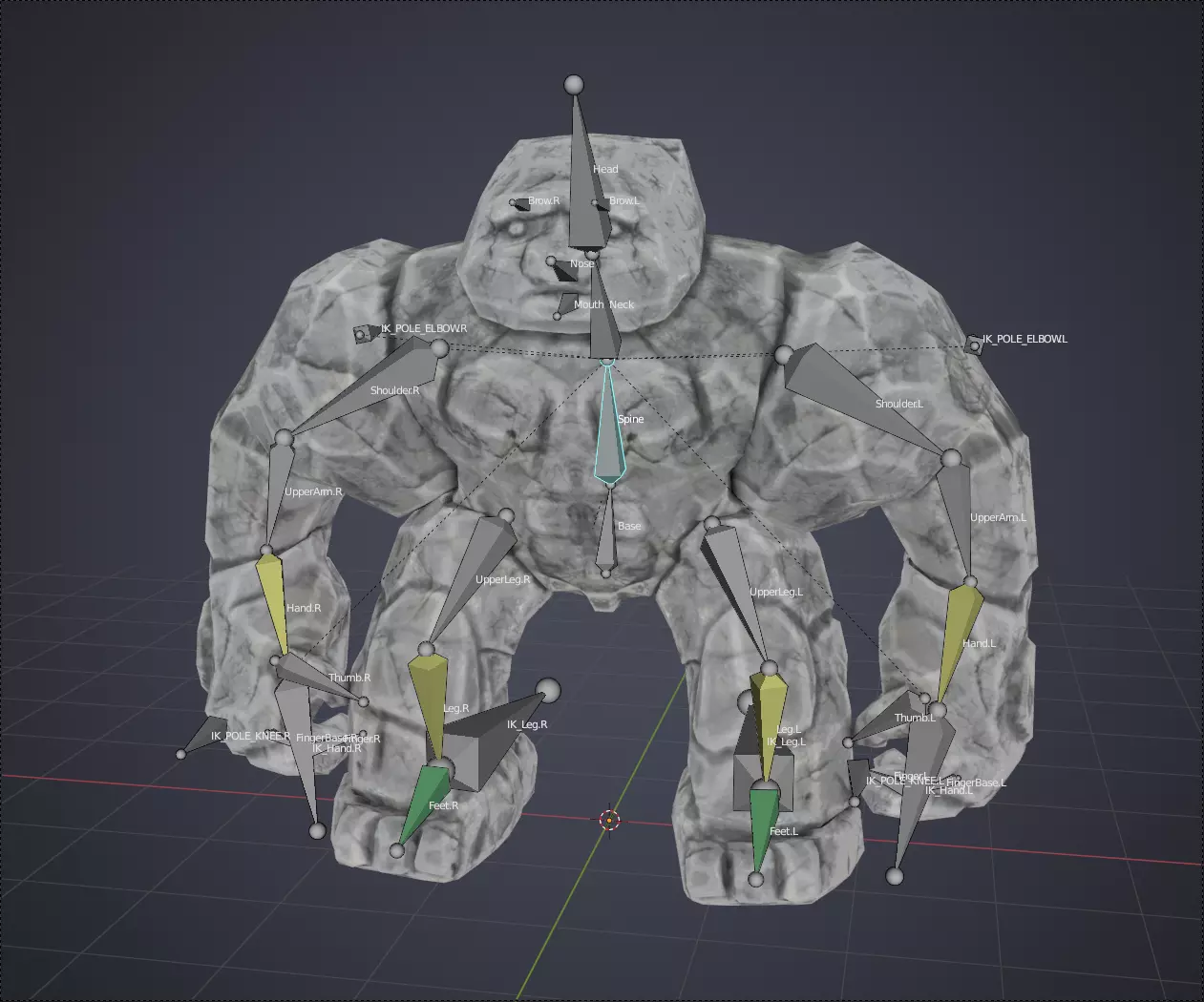 Character Creature Monster Stone Golem Rigged Animated Stylized Low-poly 3D model_0