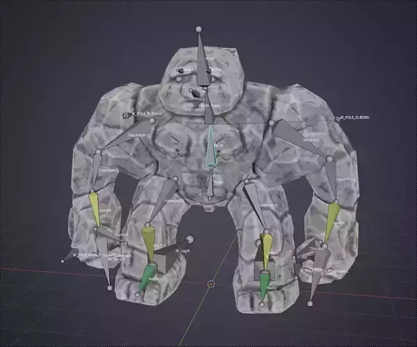 Character Creature Monster Stone Golem Rigged Animated Stylized Low-poly 3D model