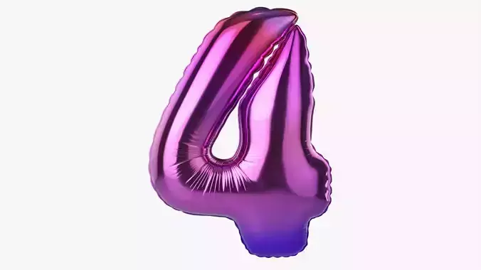 Foil balloon number four 4 3D model