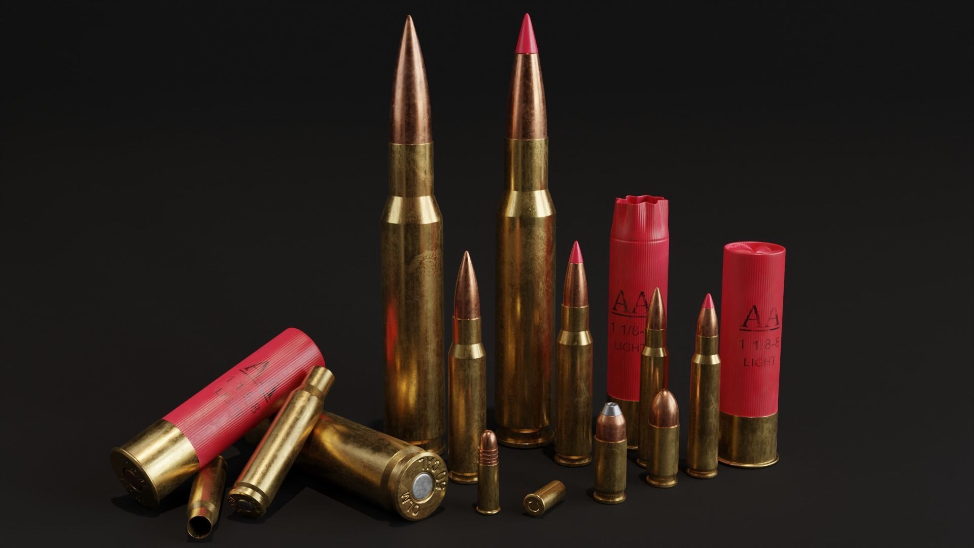 Pack of common ammunition 3D model_1