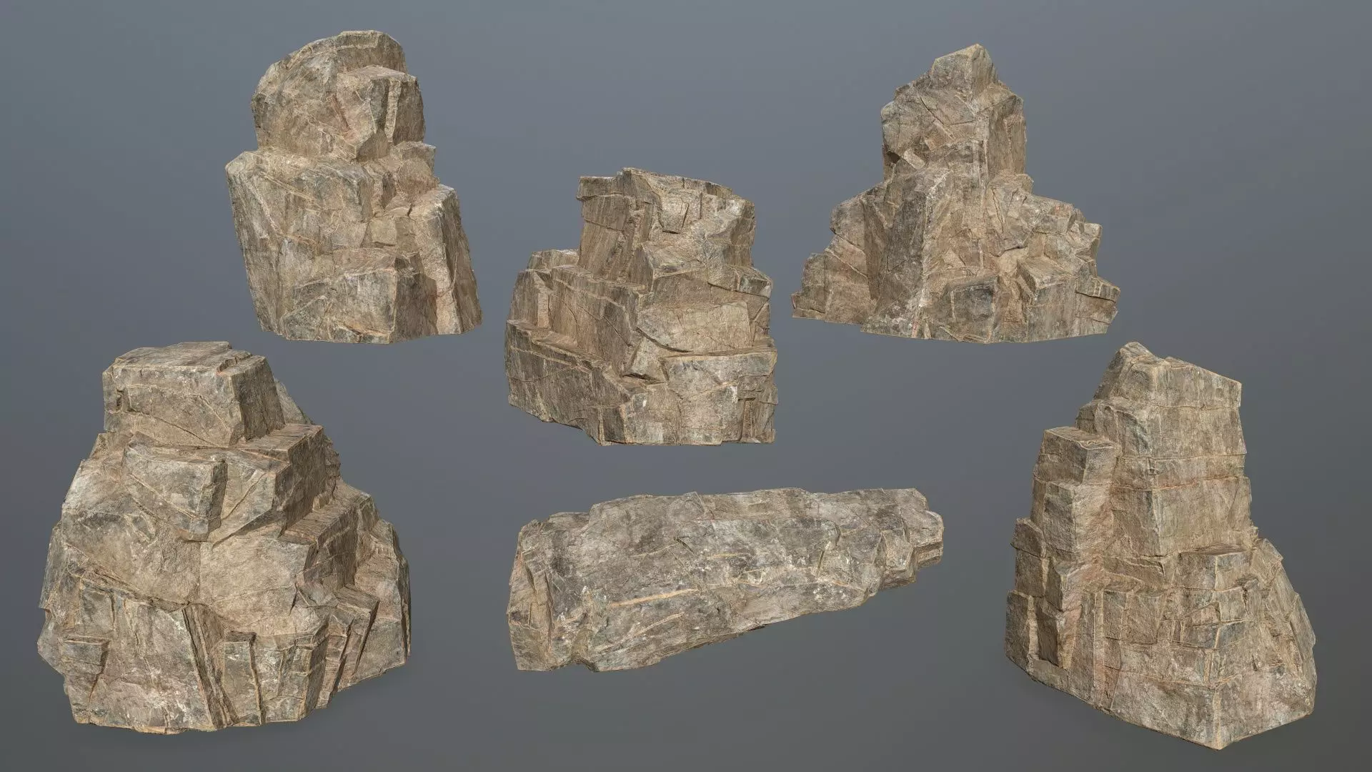 Rock Set Low-poly 3D model_0