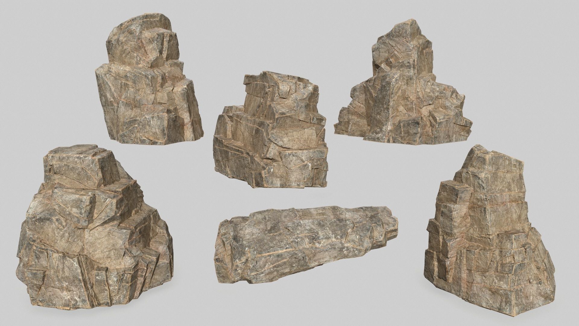 Rock Set Low-poly 3D model_1