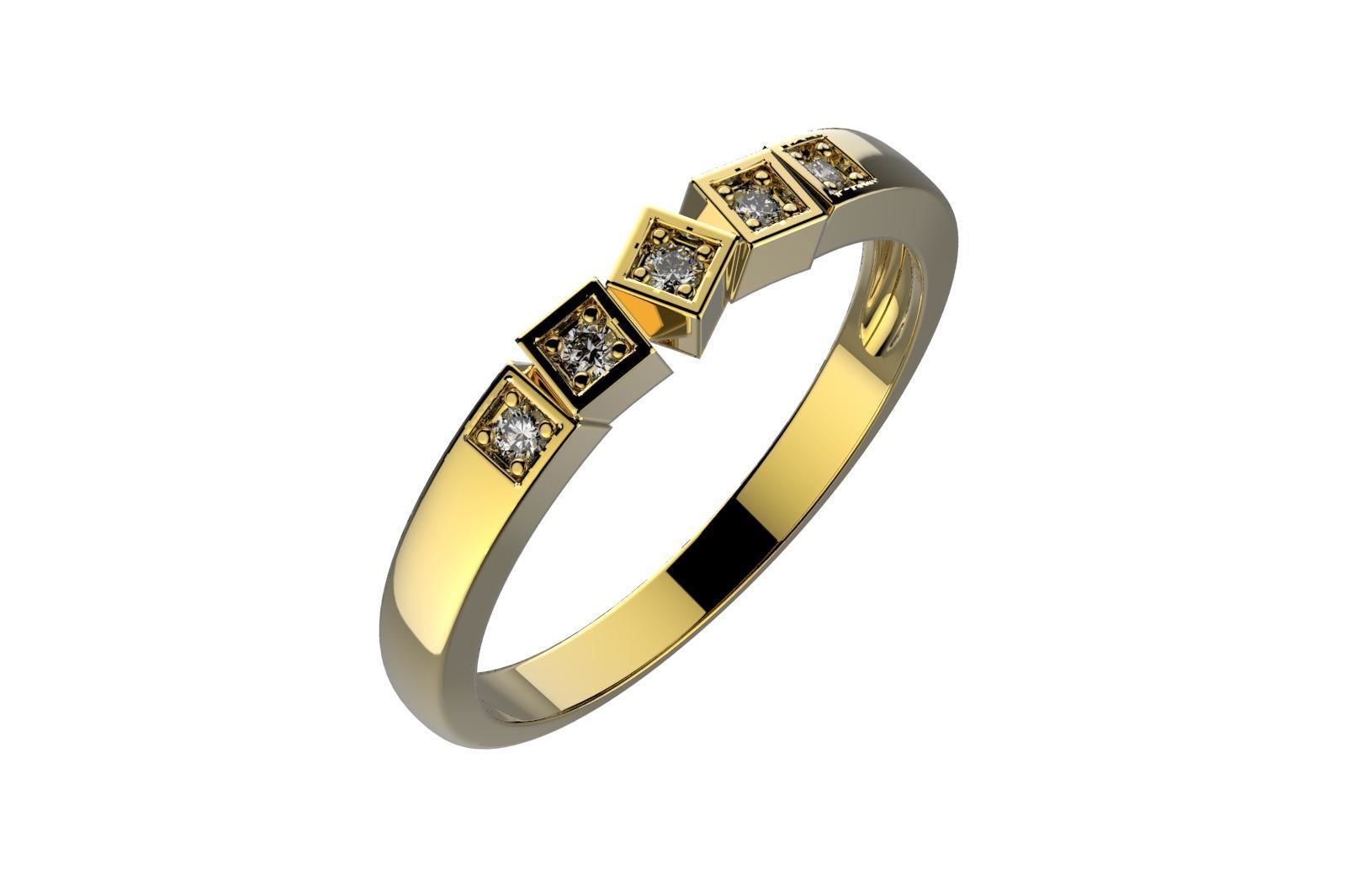 ZP006 ring with diamonds gold 3D print model_1