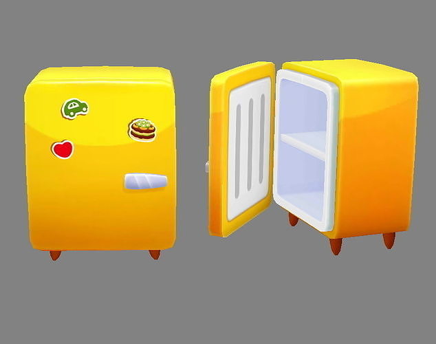 Cartoon small refrigerator Low-poly 3D model