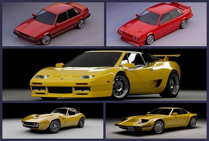 Retro car pack 3D Model Collection