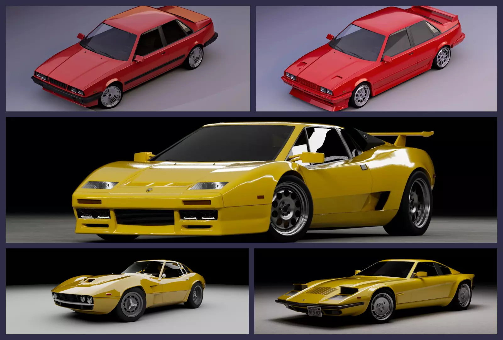 Retro car pack 3D Model Collection_0