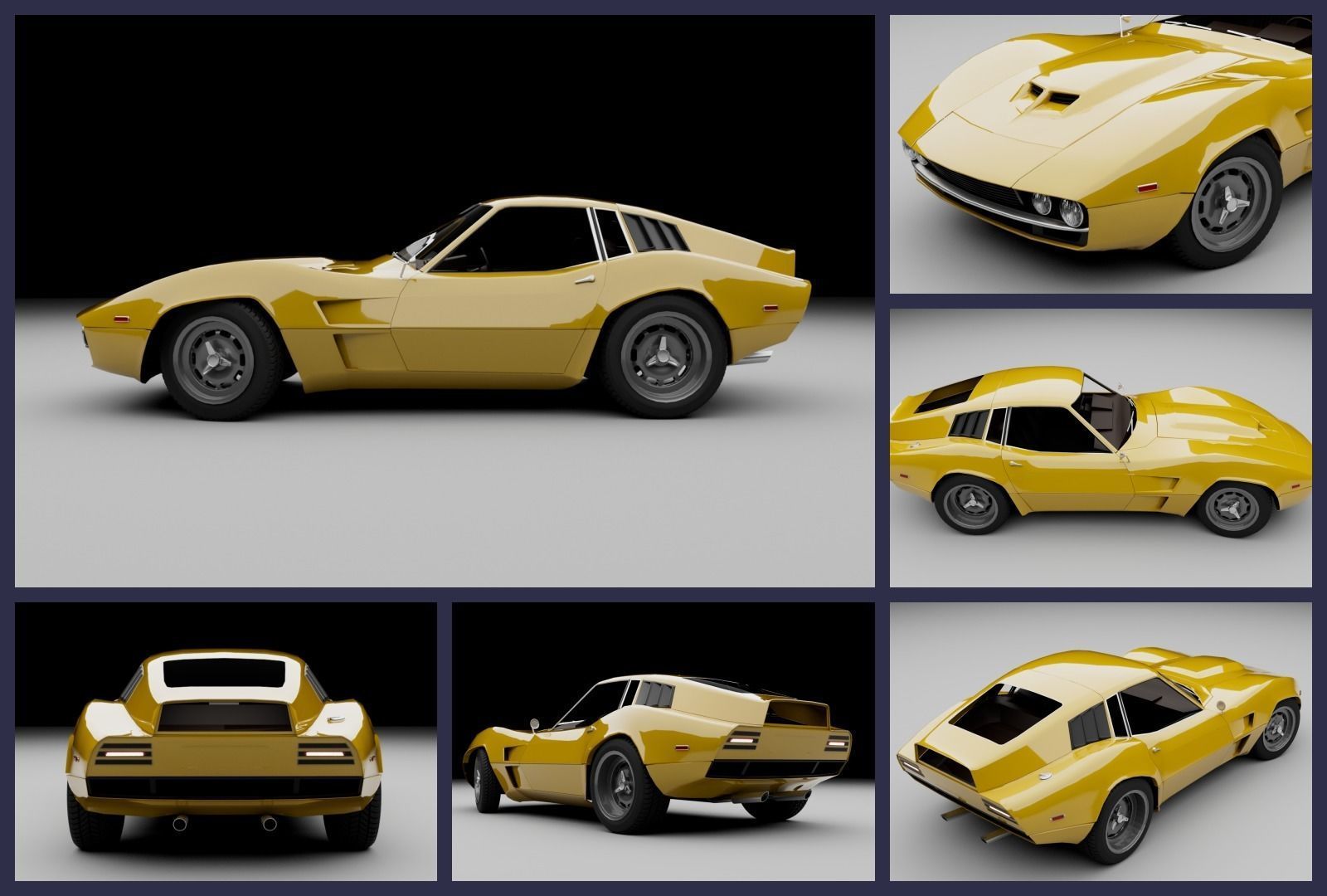 Retro car pack 3D Model Collection_5