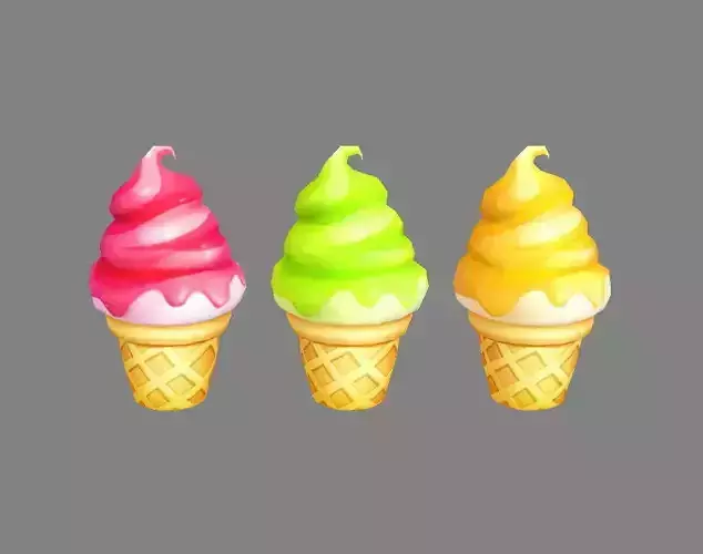 Cartoon ice cream Low-poly 3D model