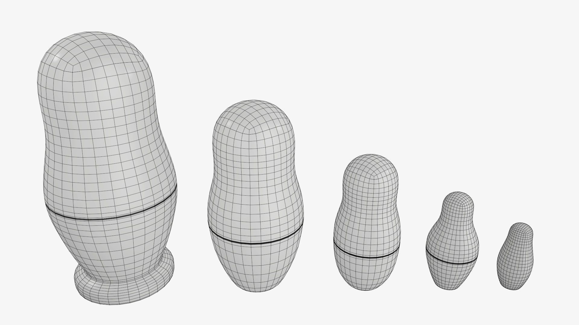 Nesting doll set Matryoshka mockup 3D model_8
