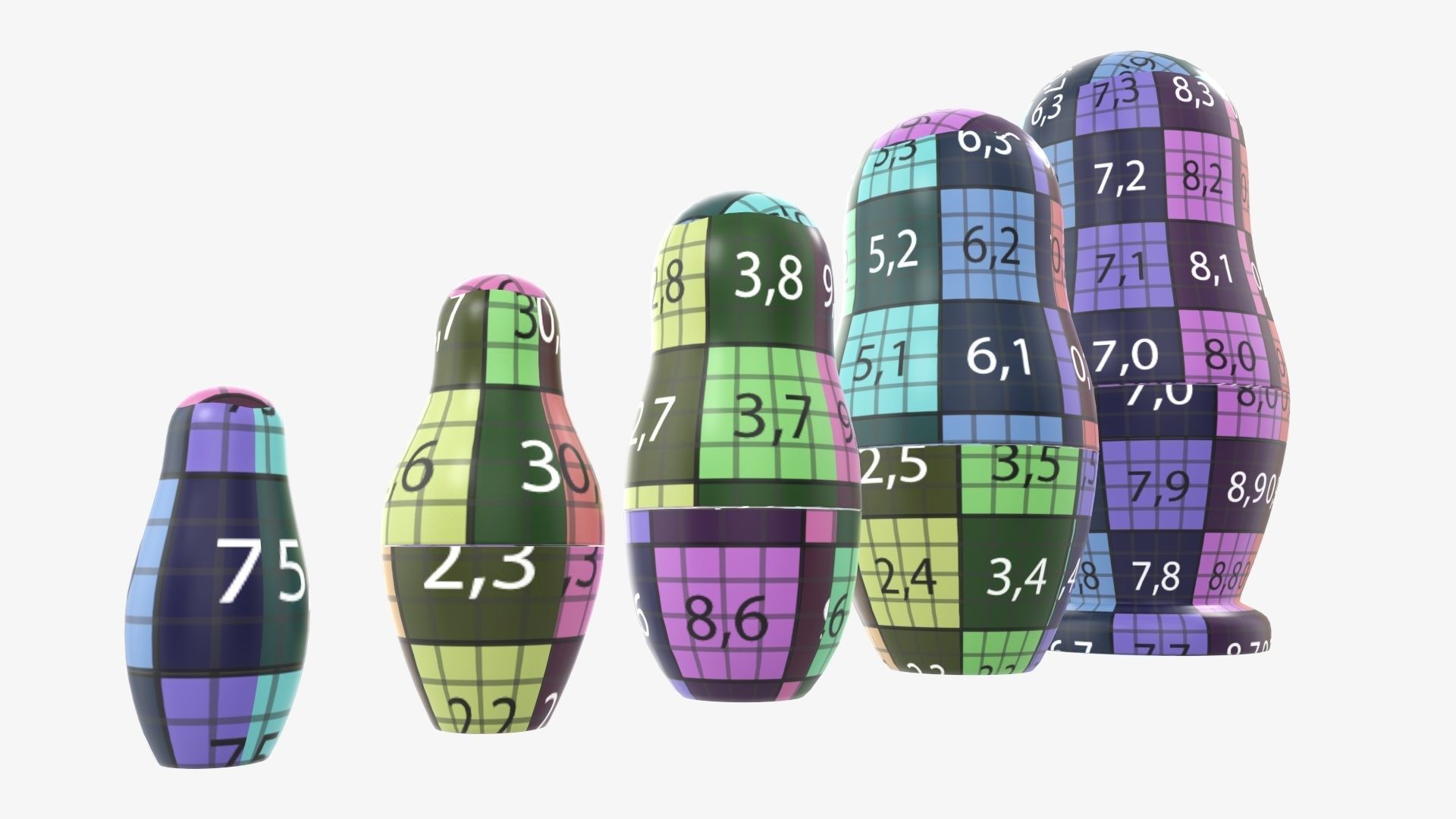 Nesting doll set Matryoshka mockup 3D model_14