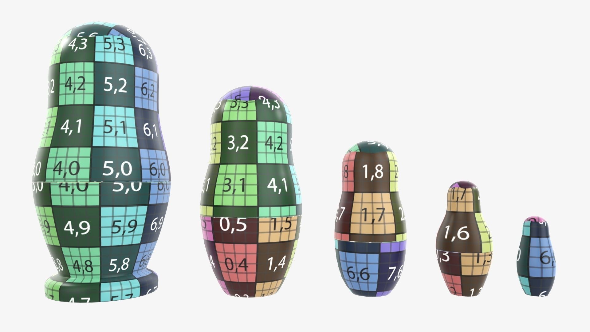 Nesting doll set Matryoshka mockup 3D model_12