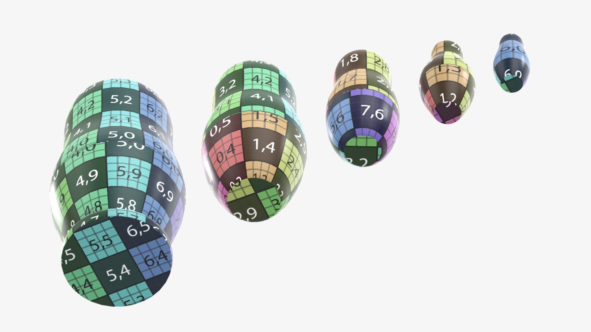 Nesting doll set Matryoshka mockup 3D model_16