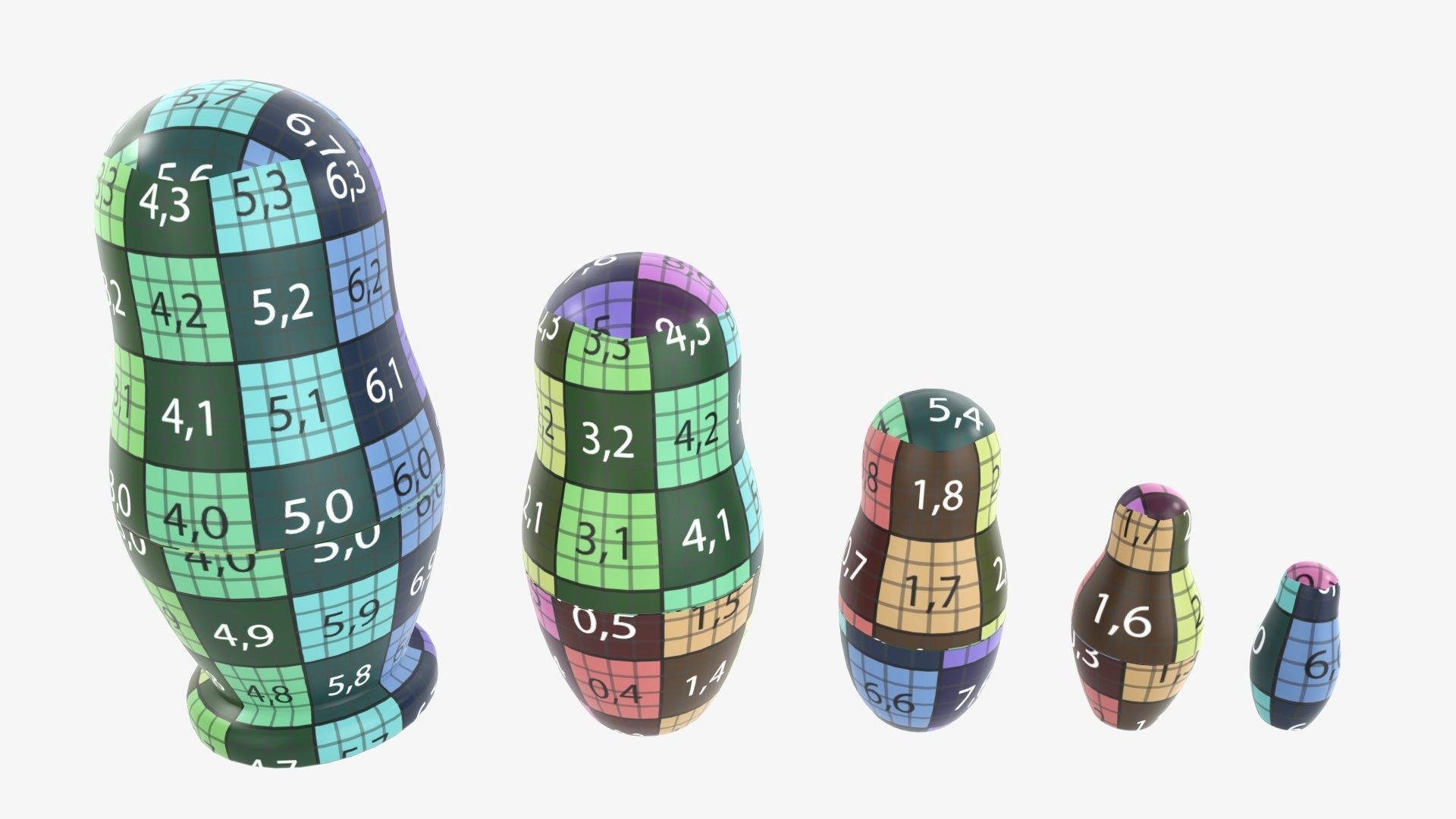 Nesting doll set Matryoshka mockup 3D model_13