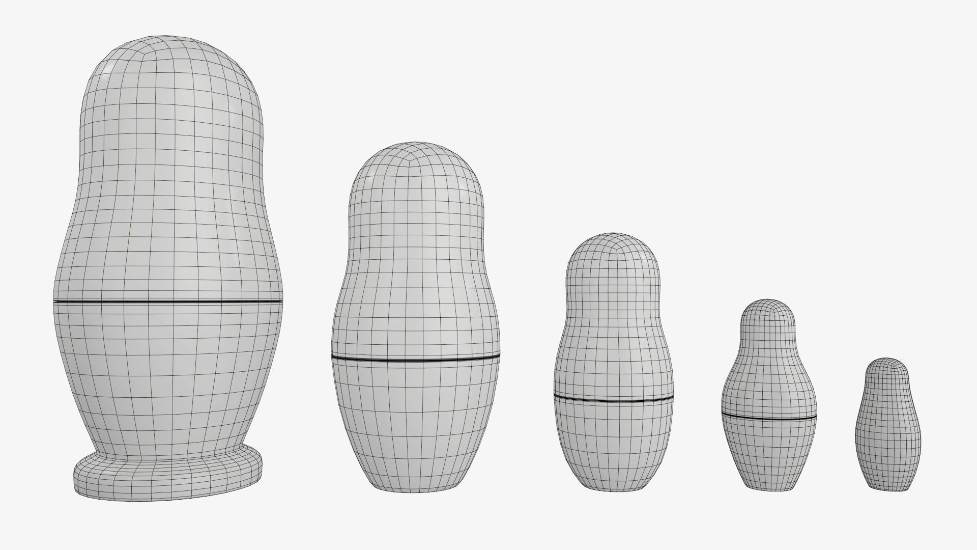 Nesting doll set Matryoshka mockup 3D model_7