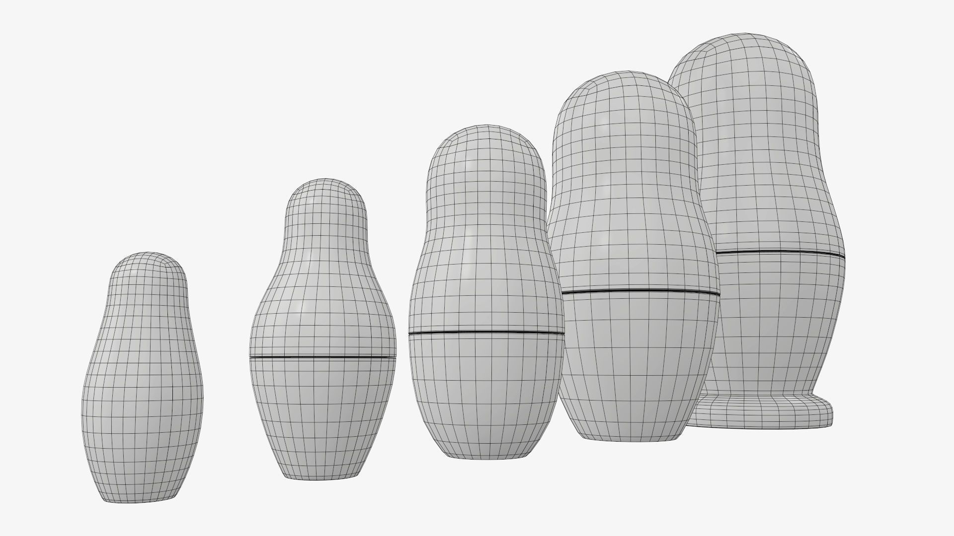 Nesting doll set Matryoshka mockup 3D model_9