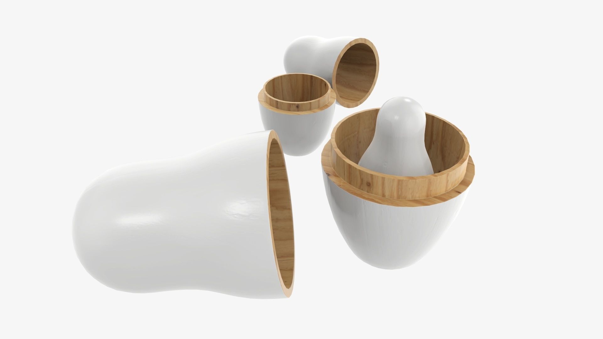 Nesting doll set Matryoshka open mockup 3D model_3