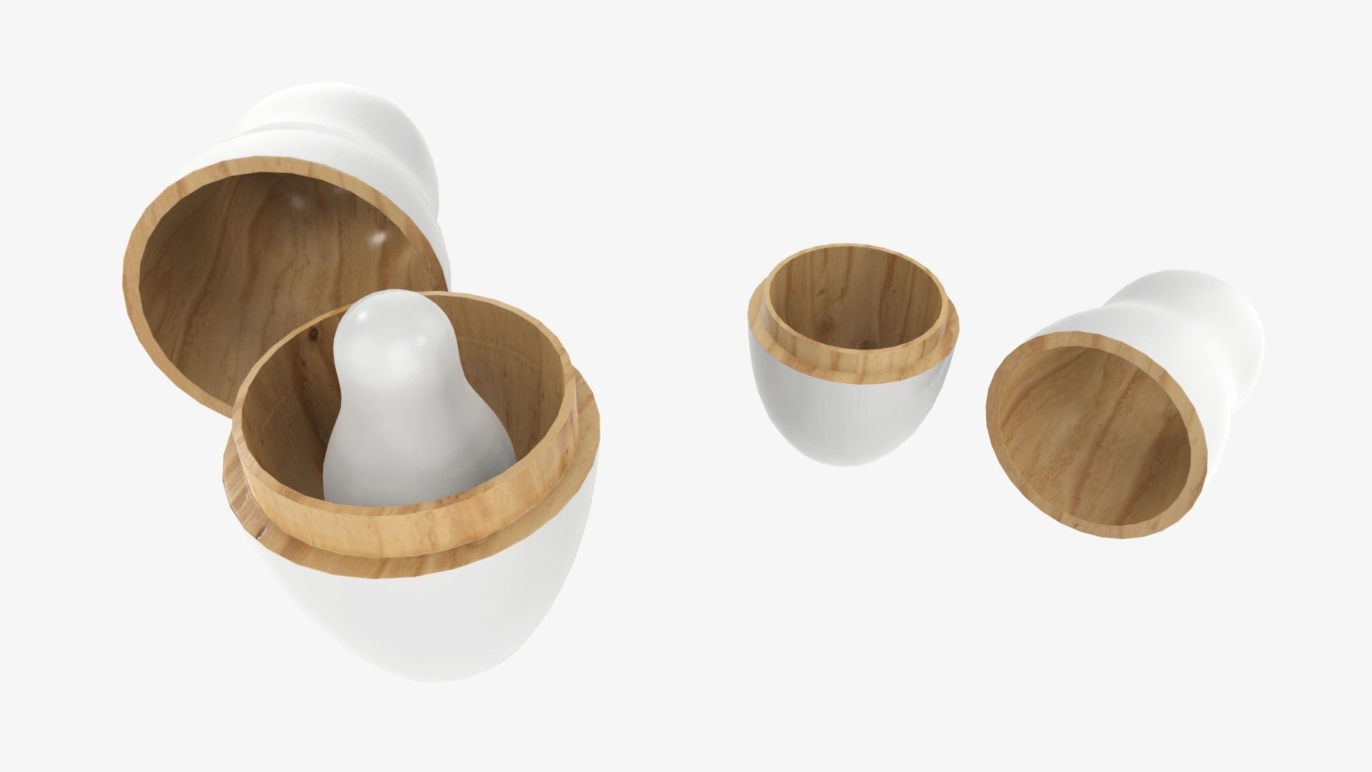 Nesting doll set Matryoshka open mockup 3D model_1