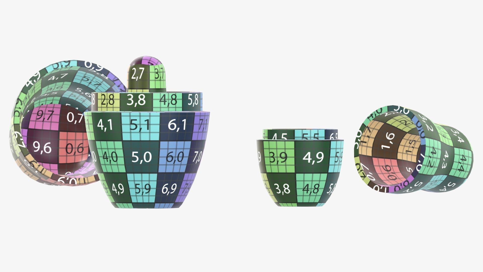 Nesting doll set Matryoshka open mockup 3D model_14