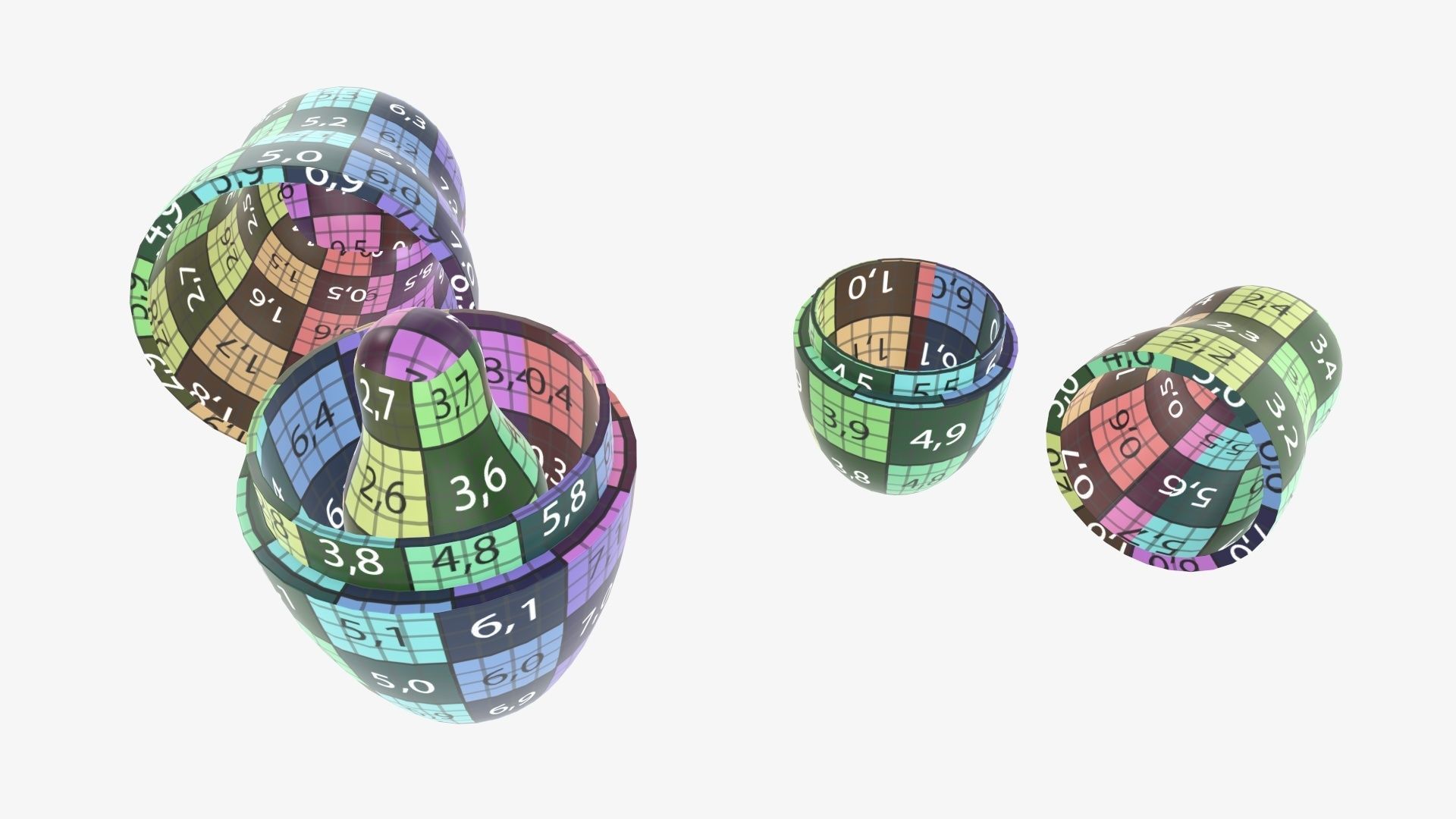 Nesting doll set Matryoshka open mockup 3D model_11