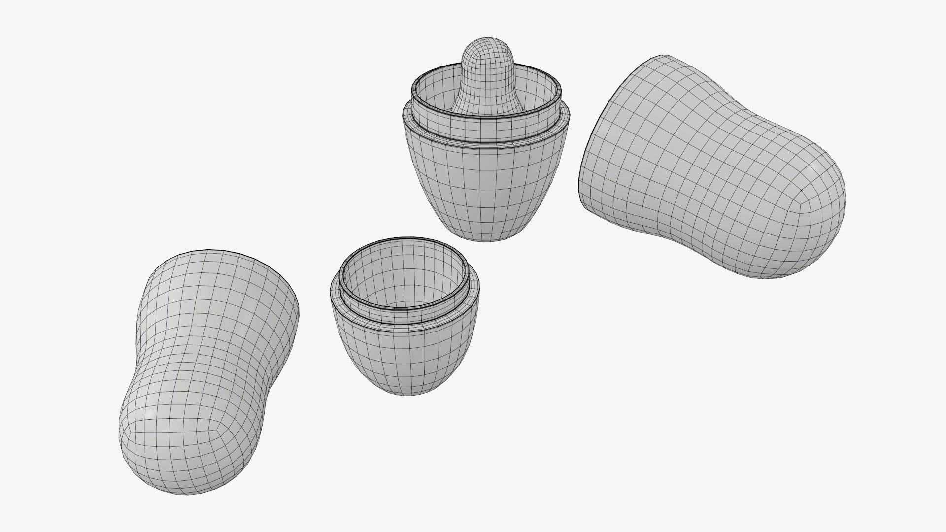 Nesting doll set Matryoshka open mockup 3D model_7