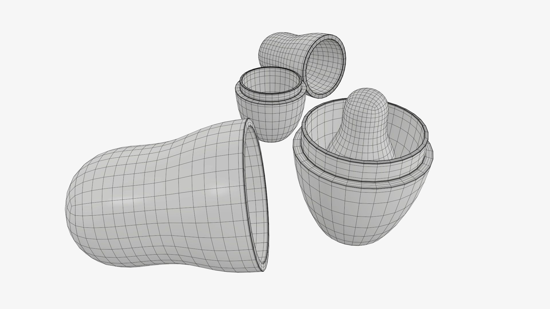 Nesting doll set Matryoshka open mockup 3D model_8