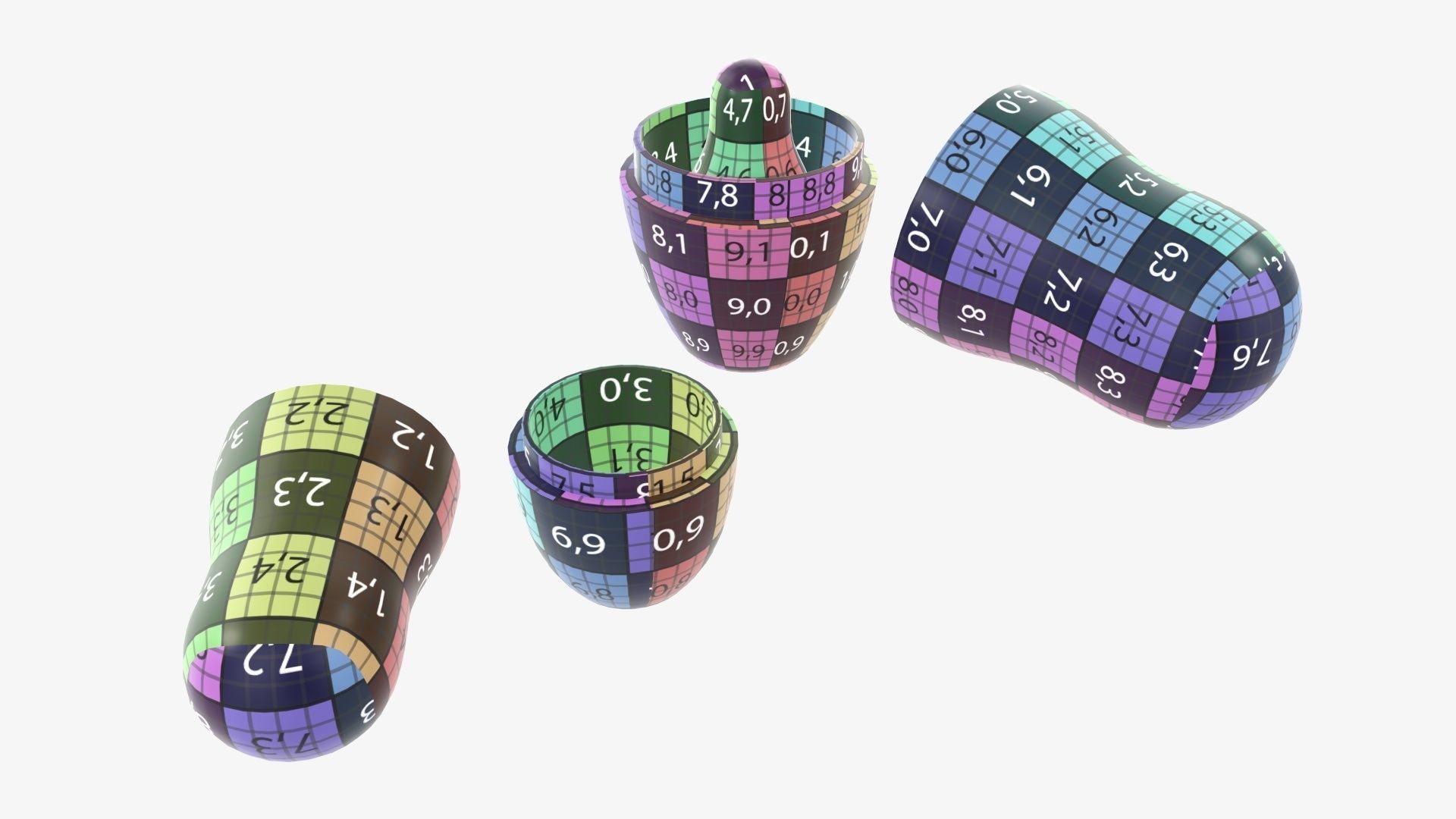 Nesting doll set Matryoshka open mockup 3D model_12