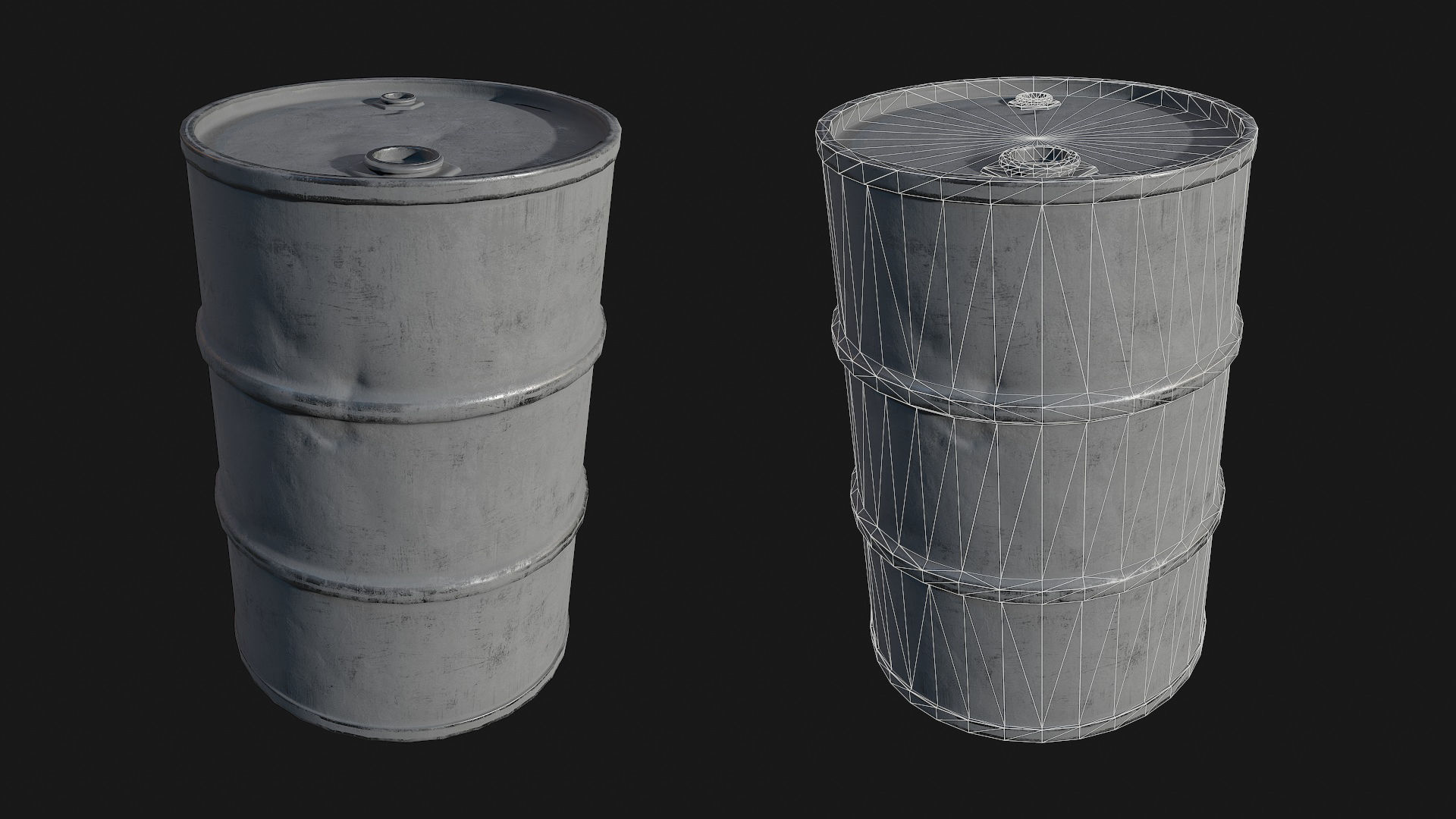 Low Poly PBR Metal Barrels Low-poly 3D model_4