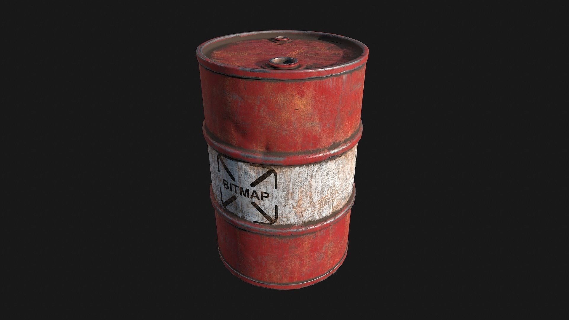Low Poly PBR Metal Barrels Low-poly 3D model_5