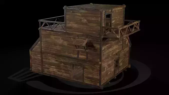AAA Wooden Enterable Medieval Primal Thatched Cottage Hut 11 R Low-poly 3D model
