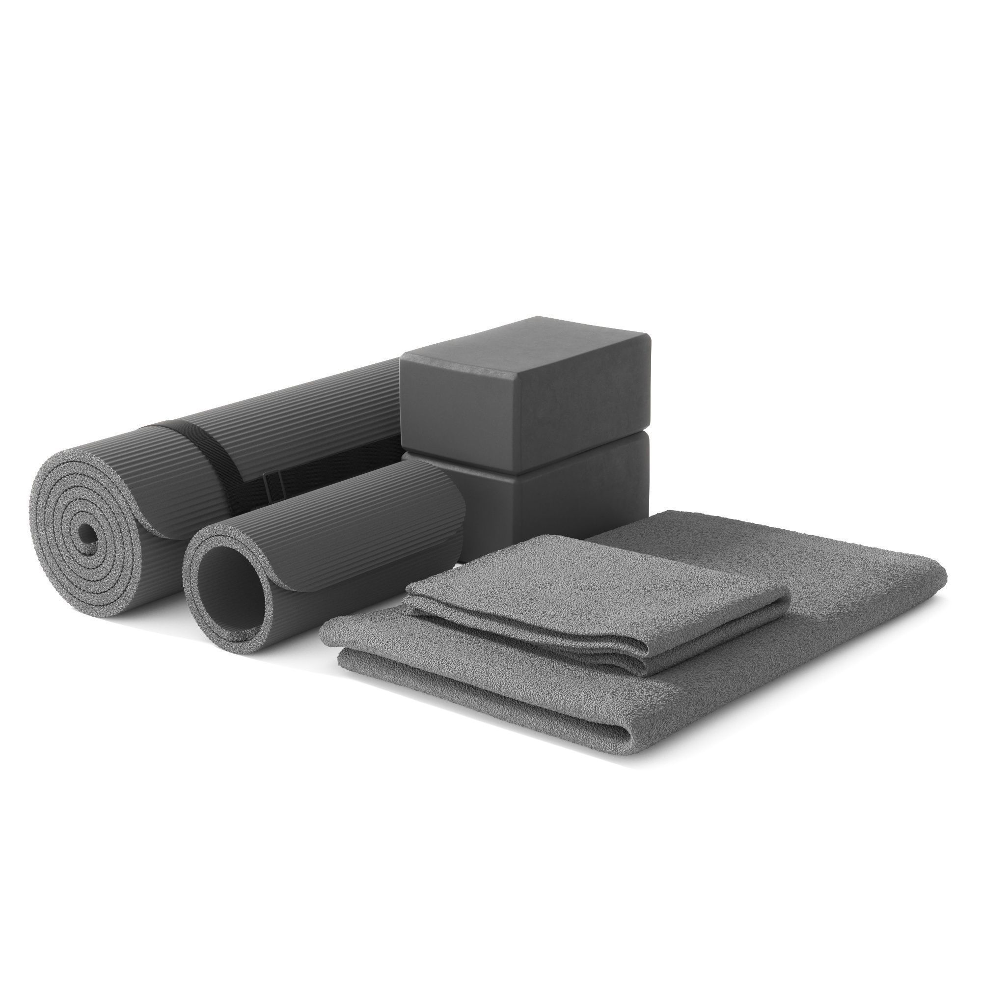 Yoga equipment set gray color 3D model CGTrader