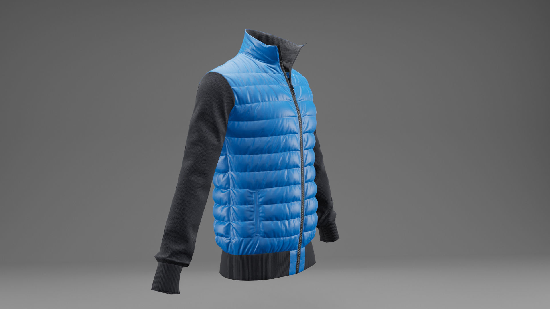 Winter jacket blue Low-poly 3D model_10