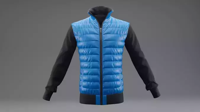 Winter jacket blue Low-poly 3D model